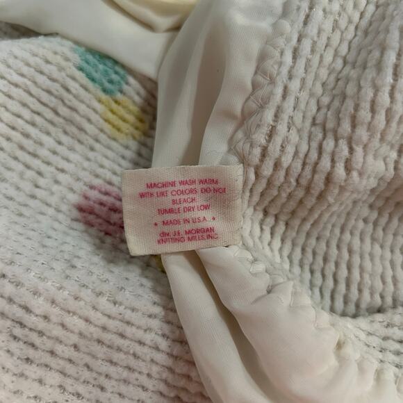 Vintage Baby Morgan Balloon Blanket Waffle Weave Nylon Edge Acrylic USA 39x47 - Picture 3 of 7